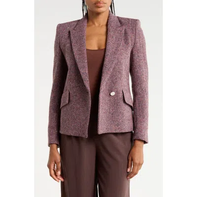Hugo Boss Boss Jarinara Herringbone Wool Blend Blazer In Purple