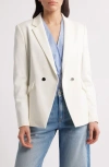 Hugo Boss Boss Jatawa3 Double Breasted Tweed Blazer In Soft Cream