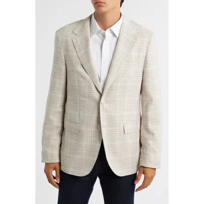 Hugo Boss Boss Jeff Regular Fit Tan Shadow Check Stretch Wool & Silk Blend Sport Coat In Neutral