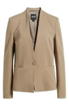 Hugo Boss Collarless Regular-fit Blazer With Hardware Button In Neutral