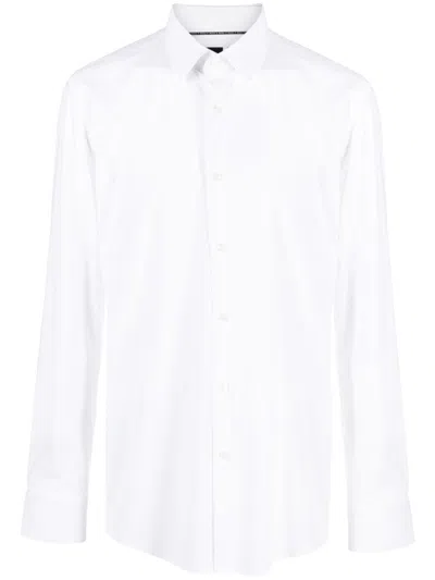 Hugo Boss Classic-collar Poplin Shirt In White