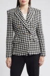 Hugo Boss Boss Jia Houndstooth Double Breasted Blazer In Monochrome Houndstooth