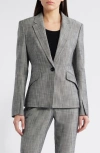 Hugo Boss Boss Jia One-button Sharkskin Blazer In Monochrome Sharkskin