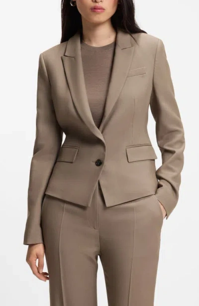 Hugo Boss Boss Jia Single Button Blazer In Walnut