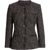 Hugo Boss Boss Jia Stripe Tweed Jacket In Monochrome Striped Tweed