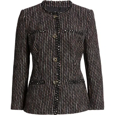 Hugo Boss Boss Jia Stripe Tweed Jacket In Open Misc