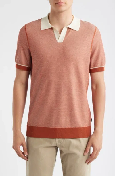 Hugo Boss Boss Jianluca Johnny Collar Polo In Orange