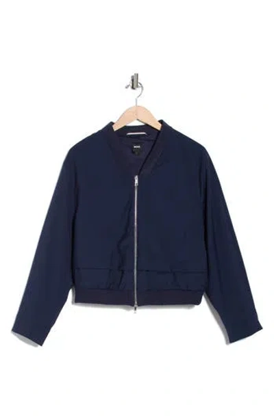 Hugo Boss Boss Jirian Virgin Wool Bomber In Blue
