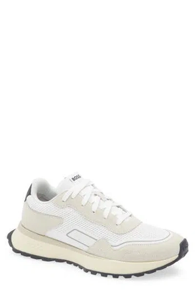 Hugo Boss Panelled Low-top Sneakers In White