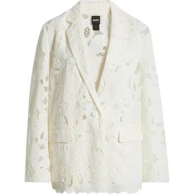 Hugo Boss Boss Jonara Lace Blazer In White Broderie Anglaise