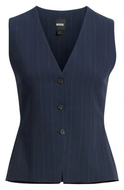 Hugo Boss Boss Julinia Pinstripe Vest In Blue