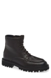 Hugo Boss Boss Julio Lugged Moc Toe Leather Boot In Black