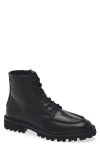Hugo Boss Boss Julio Lugged Moc Toe Leather Boot In Black