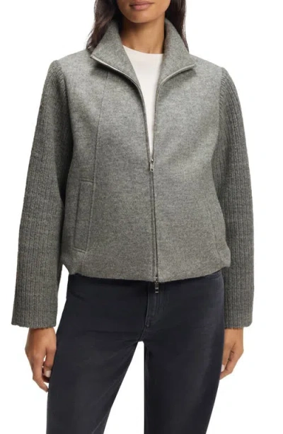 Hugo Boss Boss Jundalini Crop Wool Jacket In Gray