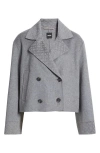 Hugo Boss Boss Jutano Contrast Print Double Breasted Wool Blend Jacket In Griffin Melange