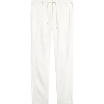 Hugo Boss Boss Kane Flat Front Linen Blend Drawstring Pants In White