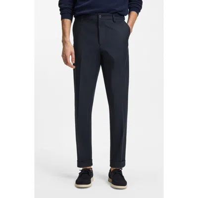 Hugo Boss Boss Kane Flat Front Straight Leg Pants In Blue