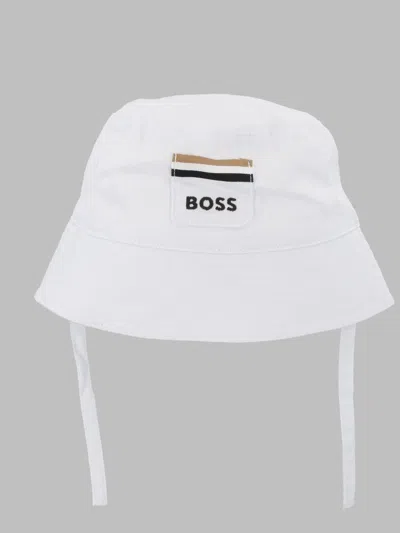 Hugo Boss Boss Kids Cotton Bucket Hat In White