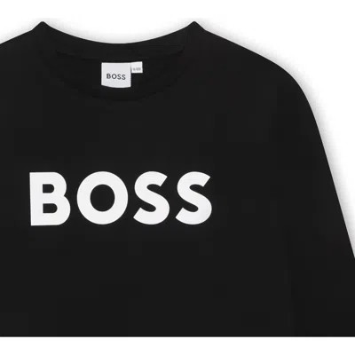 Hugo Boss Boss Kids' Logo Long Sleeve Graphic T-shirt In Black