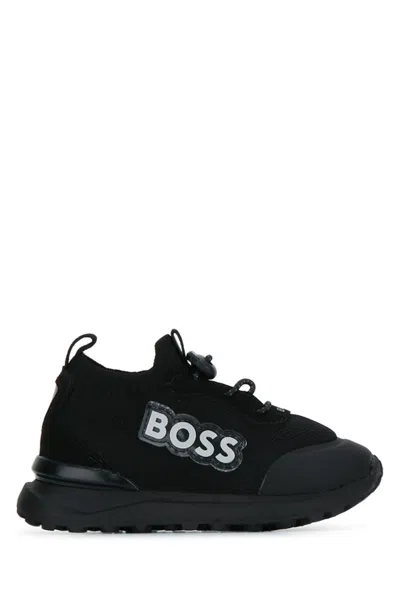 Hugo Boss Boss Kids Mini Sneakers In Sleek Black
