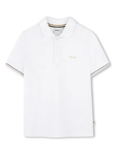 Hugo Boss Boss Kids Polo Shirt In White