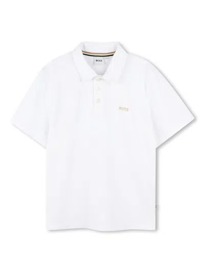 Hugo Boss Boss Kids Polo Shirt In White