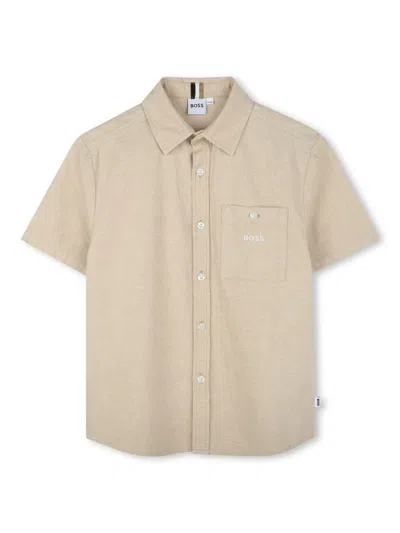 Hugo Boss Boss Kids Shirt In Beige