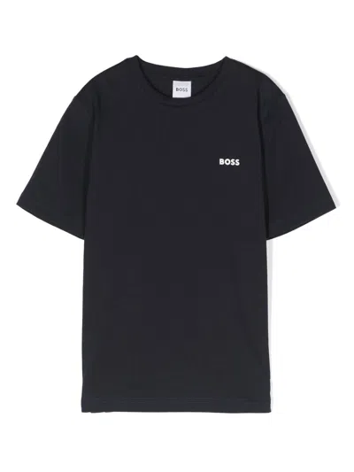 Hugo Boss Boss Kids Branded T Shirt In Black