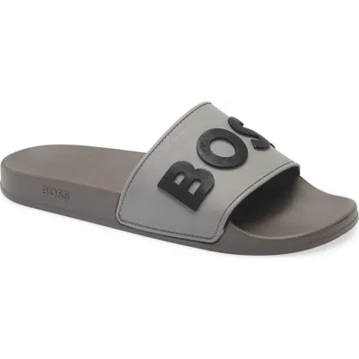 Hugo Boss Boss Kirk Slide Sandal In Gray