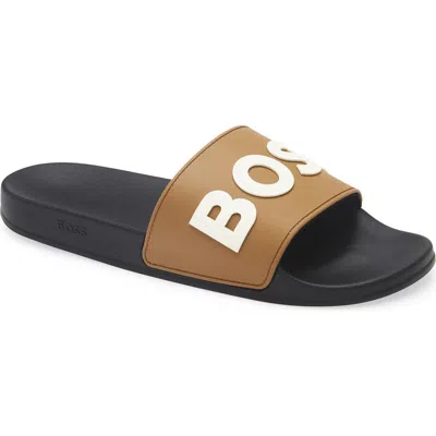 Hugo Boss Boss Kirk Slide Sandal In Brown