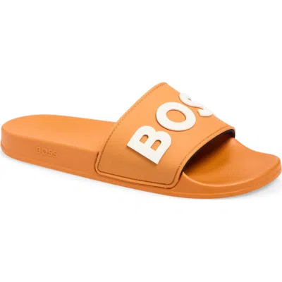 Hugo Boss Boss Kirk Slide Sandal In Orange