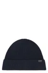 Hugo Boss Boss Knit Cap With Logo In Blue