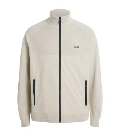 Hugo Boss Boss Knitted Hybrid Jacket In Neutral
