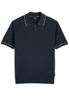 Hugo Boss Boss Knitted Linen-blend Polo Shirt In Navy