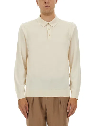 Hugo Boss Boss Knitted Polo In Neutral