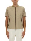 Hugo Boss Quilted Collar Vest Side Pockets In Neutral
