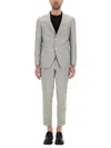 Hugo Boss Slim-fit Suit In Micro-patterned Wool And Silk In Gray