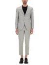 Hugo Boss Slim-fit Suit In Micro-patterned Wool And Silk In Gray