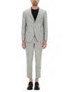 Hugo Boss Slim-fit Suit In Micro-patterned Wool And Silk In Gray