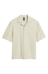 Hugo Boss Boss Lars Terry Cloth Camp Shirt In Open White