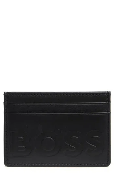 Hugo Boss Boss Laslo Leather Card Case In Black
