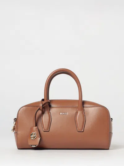 Hugo Boss Boss Leather Bowling Bag In Brown