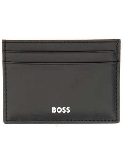 Hugo Boss Boss Men Leather Card Holder In Black