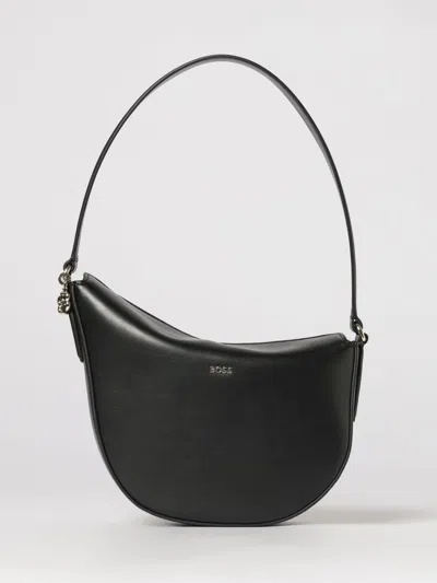 Hugo Boss Boss Leather Hobo Bag In Black