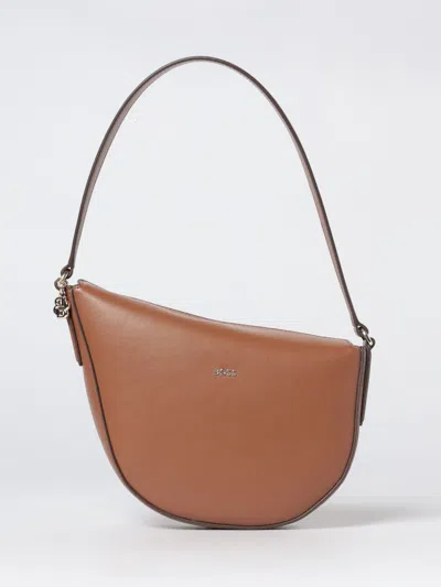 Hugo Boss Boss Leather Hobo Bag In Brown