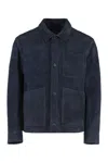 Hugo Boss Boss Leather Jacket In Blue