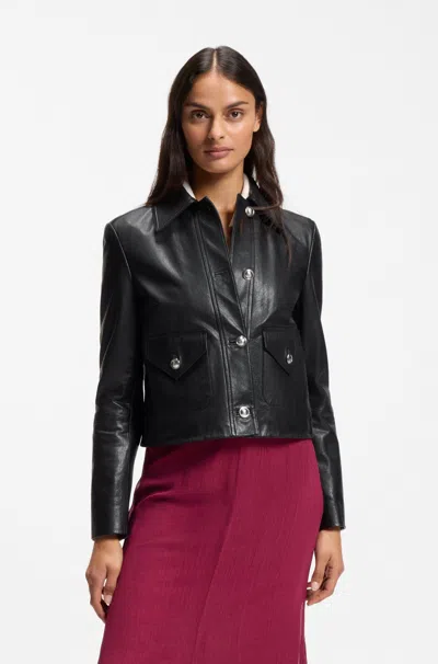Hugo Boss Boss Leather Jacket C_sakara 10279787 01 In Black