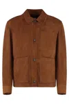 Hugo Boss Regular-fit Jacket In Nappalan Suede In Brown