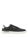 Hugo Boss Leather Trainers With Signature-stripe Details In Green