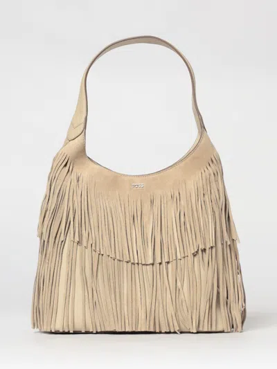 Hugo Boss Boss Lenah Fringed Suede Bag In Neutral